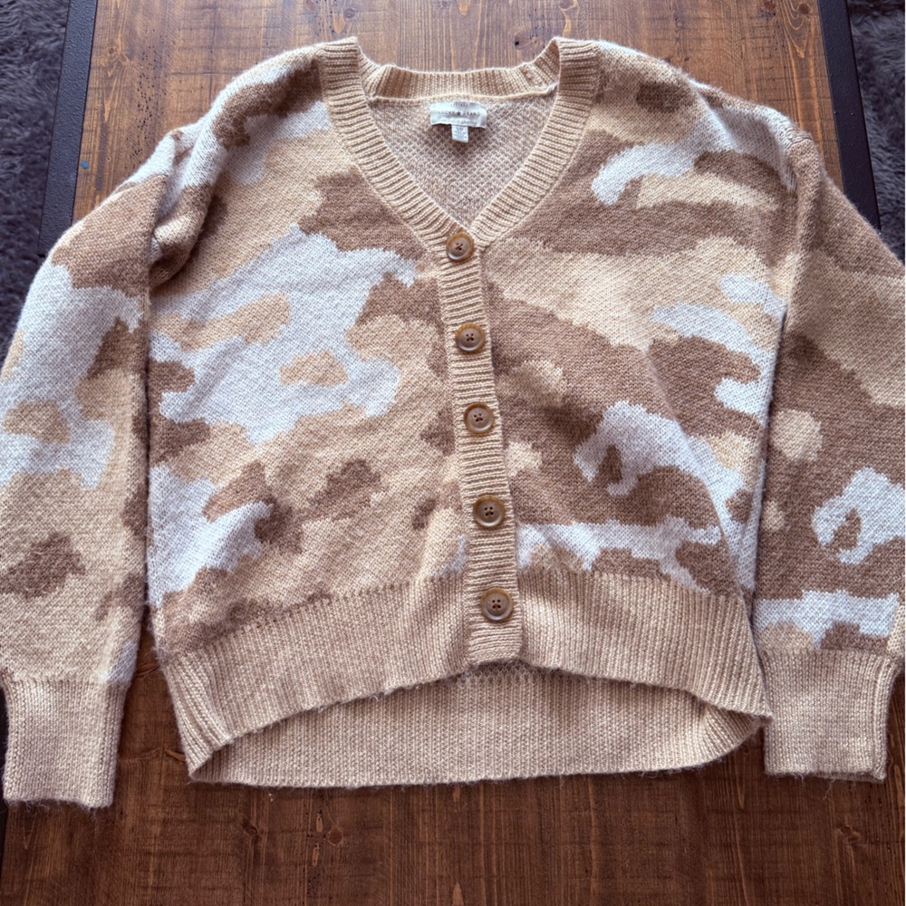 Lucky Brand Tan and Cream Cardigan Sweater
